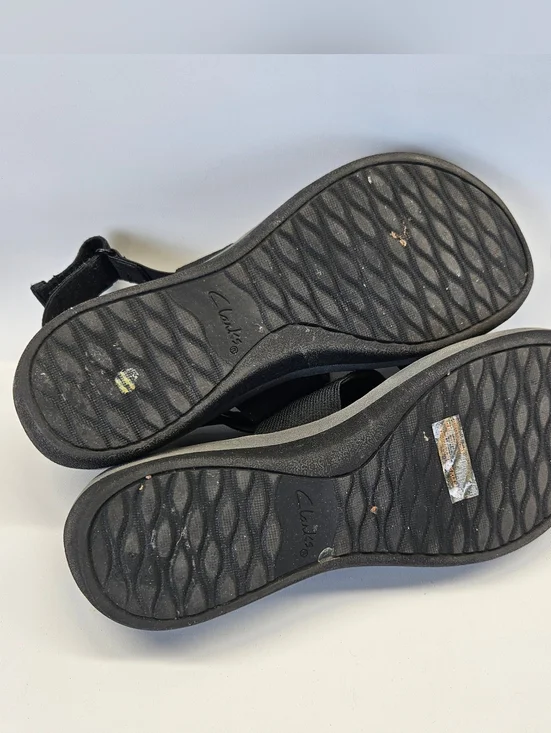 Clarks Sandals Arla Jacory Black Gray Comfort Strap Womens 8 Adjustable Open Toe - Picture 10 of 11